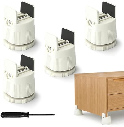 Dailygoods - 4 stuks meubelverhogingen, 6-8 cm, verstelbare bedverhoging voor 10-50 mm tafelpoten, zware belasting, stoelverhogingen met schroefklem, anti-slip meubelpoten voor bed, bank, kast en tafel