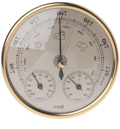 Weerstation Thuis - Barometer Hygrometer - Weer Voorspellen - Drie-in-één Functie - 13 cm Diameter - Goud