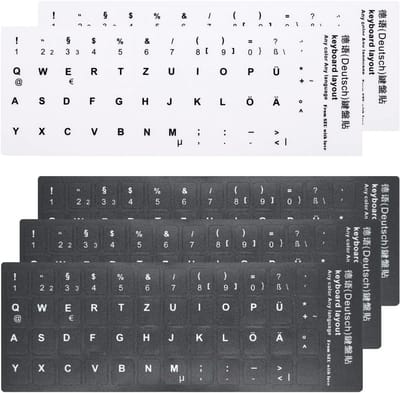 5-Pack Universele Toetsenbord Stickers Duits QWERTZ Vervanging voor PC Laptop (Zwart en Wit)
