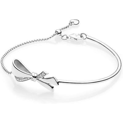 S925 Sterling Zilver Prachtige Strik Armband Kraal Ontwerp Armband Verstelbare Armband 20.5cm white