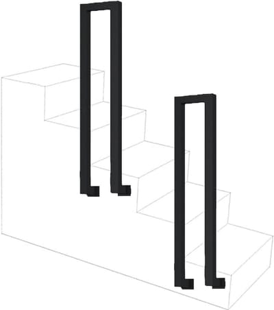 Buitentrapleuning - Leuning buiten - Veiligheid verhogen - Smeedijzeren U-vorm - 100 cm - Zwart