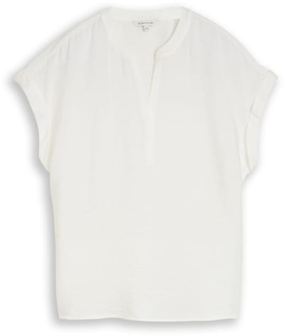 Tom Tailor - Losvallende blouse met V-hals - Maat 34 - Whisper White