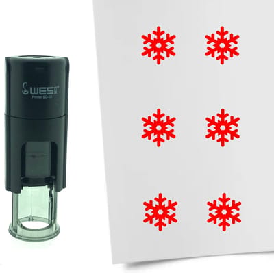CombiCraft Stempel Sneeuwvlok 10mm rond - rode inkt