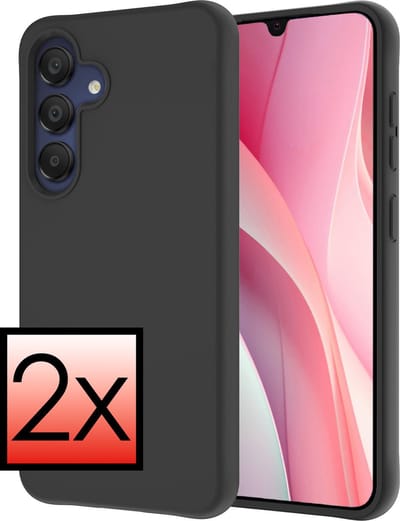Hoesje - 2 Stuks - Geschikt voor Samsung Galaxy A15 - Sterk & Shockproof - Case Siliconen - Back Cover - Telefoon Hoes - Zwart