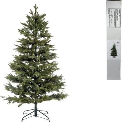 Kunstkerstboom 150 cm - Natuurlijk ogende Kerstboom met PE en PVC takken - Realistische Uitstraling - Smal Model - Smalle Kerstboom - GROEN - Zonder verlichting - Inclusief metalen standaard