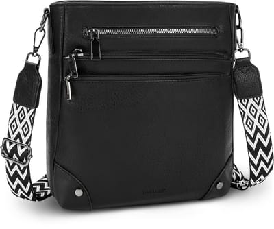 TAN.TOMI Dames Schoudertas – Crossbody Tas met Meerdere Vakken – Lichtgewicht & Verstelbare Schouderriem - Zwart