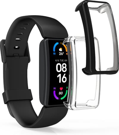 kwmobile 2x smartwatch hoes geschikt voor Fitbit Inspire 3 / Inspire 2 / Ace 3 hoesje - Siliconen sporthorloge cover - Activity tracker case in transparant / zwart