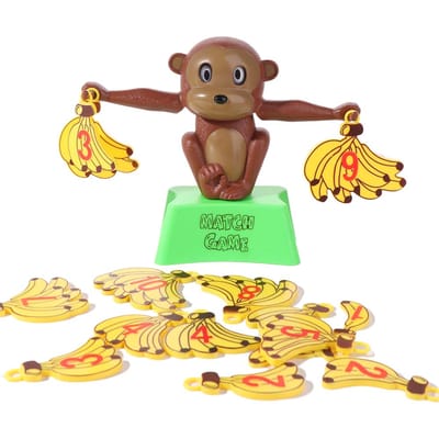 Educatieve Montessori Wiskunde Balans Interactief Leren Digitale Apen Balans Weegschaal Puzzel Cartoon Banaan Aap Wiskunde Spel geel