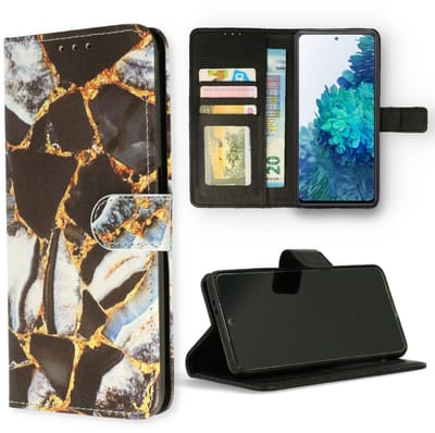 Casemania Hoesje Geschikt voor Samsung Galaxy A26 - Marmer Zwart - Portemonnee Book Case