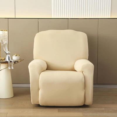 Housse de Canapé LANMOLIFE Amovible et Lavable Canapé Inclinable Monoplace Rembourré avec Poches Latérales pour la Protection des Meubles 1 PC beige