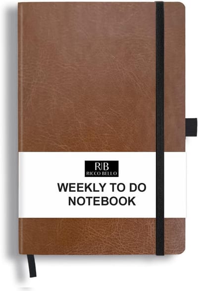 A5 Weekplanner Notitieboek met Checklist, Hardcover Agenda (Bruin)