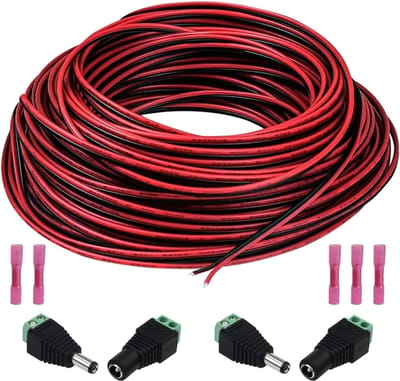 Allecto Plus - 20 meter verlengkabel draad 2-pins LED strip verlengkabel DC 12 volt aansluitkabel LED strip connector - Uitbreidingskabel voor LED-strips.