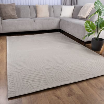 Crème Tapijt Wasbaar Laagpolig Vloerkleed met Anti Slip Koho Japandi Stijl Wasbaar op 30° - 70x150cm- Modern - Woonkamer - Salon - Slaapkamer - Eetkamer