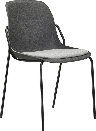 Felt Fine - PET Stoel Antraciet - Zwart Frame - 100% recycle plastic en staal - Zitting Grijs (Fair Furniture Group – Nederlands Familiebedrijf)
