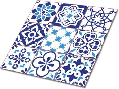 Tulup PVC Tegels - Azulejo-Patroon Vinyl Tegels - 30 cm x 30 cm - Blauw Zelfklevende Vinyltegels - 9 stuks - Zelfklevende PVC Tegels - Mozaïek Plaktegels - Vloer Tegels PVC - Plaktegels keuken en Badkamer