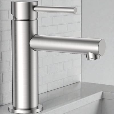 Auralum Max Wastafelkraan - Badkamerkraan - Warm & koud waterkraan - Keramisch ventiel - Bubbelaar - Hoogte uitloop 90mm - RVS - Waterbesparend - Chroom