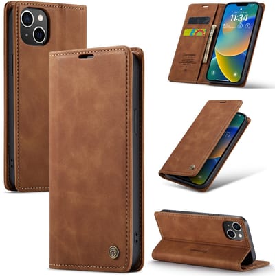 Casemania Hoesje voor Apple iPhone 15 Plus - Sienna Brown - Dunne Portemonnee Book Case - Slim Wallet Case met Pasjeshouder