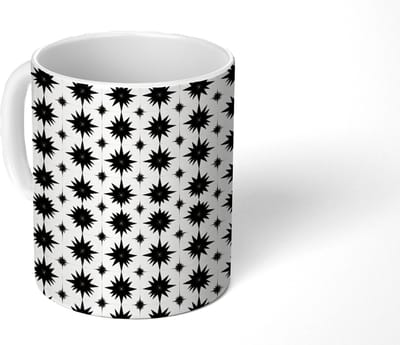 Mok - Koffiemok - Stervormen - Geometrisch - Zwart - Mokken - 350 ML - Beker - Koffiemokken - Theemok