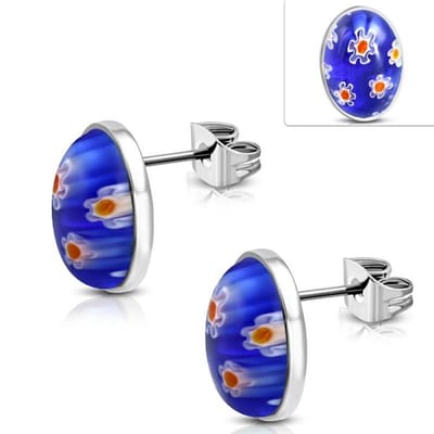 Aramat Jewels | Oorbellen | Stijlvolle Murano Glas Bloemen Oorbellen | Blauw | | | | | Verkleurd niet