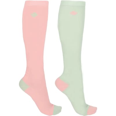 Qhp Kniekous gift box Lucky Start set van 2 27-30 | Roze | Paardrijsokken