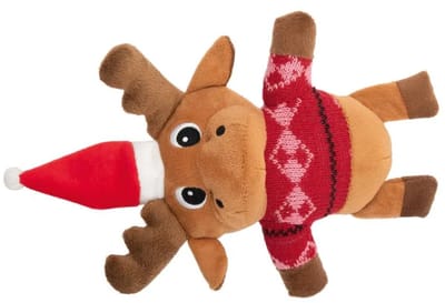 Zoofari Dierenspeeltje Kerst - Rendier - Knuffel - werp- en apporteerspel - met piepgeluid