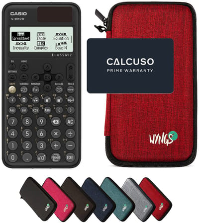 Casio fx-991CW ClassWiz incl. WYNGS Beschermhoes Rood - Wetenschappelijke Rekenmachine - Basis Pakket (speciaal voor België)