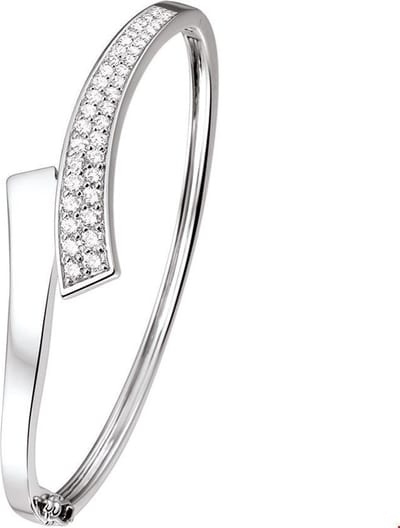 The Jewelry Collection Bangle Scharnier Zirkonia 16 X 60 mm - Zilver Gerhodineerd