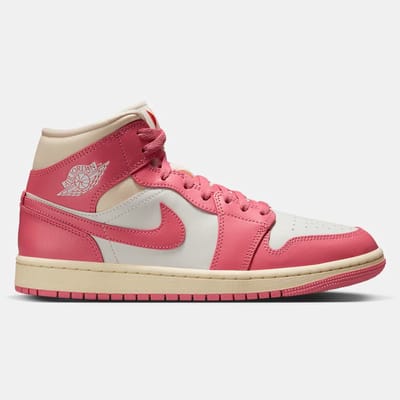 Nike Air Jordan 1 Mid - Maat 36.5 - Dames Sneakers - Roze/Wit - Leer