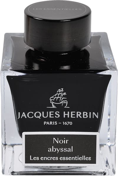 Jacques Herbin Vulpen inkt - Inktfles Essentielles - Noir abyssal - 50 ml - Zwart