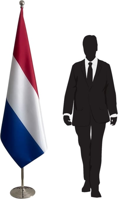 Nederlandse vlag 100x150 cm met RVS voet en telescopische mast – zilverkleurig – bol Ø56 mm – premium kwaliteit
