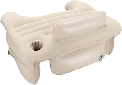 Leeskussen Opblaasbaar - Schootkussen Armsteun - Ontspannen Lezen - Ergonomisch Ontwerp - 58x63x34 cm - Beige