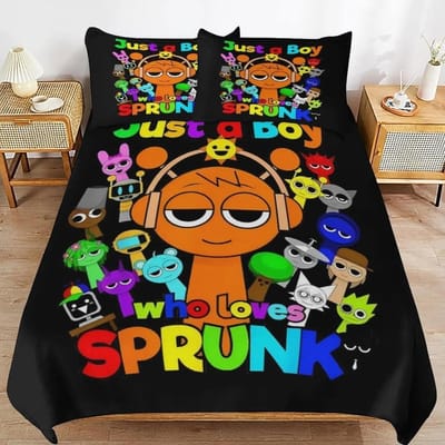 Game Sprunki Beddengoedsets Voor Kinderen Jongens Meisjes Nieuwe 3d Gedrukte Bedsprei Dekbedovertrek Kussensloop Slaapkamerdecoratie EU Twin(135x200cm) groen