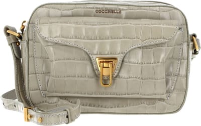 COCCINELLE Leren Schoudertas Avondtas Beat Croco Shiny Soft Crossover Bag Gelso Beige