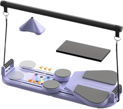 Pilates Trainingsbord - Buiktrainer Reformer - Thuis Fitness - Automatische Rebound - 98 cm - Paars