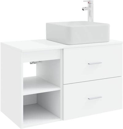 vidaXL - Badkamermeubel - Set - 2 - st - Wit - Bewerkt - hout
