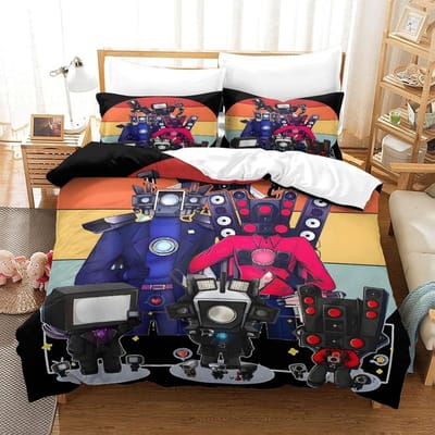 Skibidi Toilet Cartoon Beddengoedsets Exquise Bedbenodigdhedenset Dekbedovertrek Beddekbedset Beddengoedset Kinderen Verjaardagscadeau 245x210cm