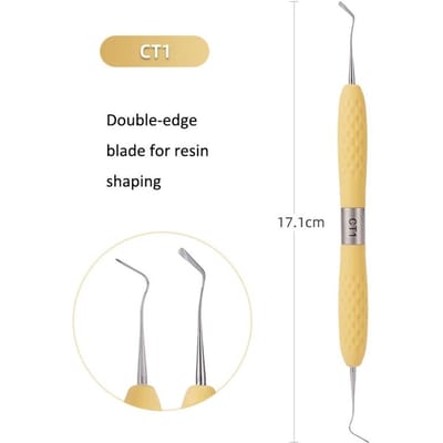 Ensemble de 7 pièces de matériau de remplissage dentaire en résine avec manche en silicone Kit de restauration esthétique pour couteau à résine Spatule Outil