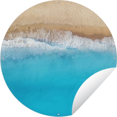 Tuincirkel Strand - Water - Blauw - 60x60 cm - Ronde Tuinposter - Buiten