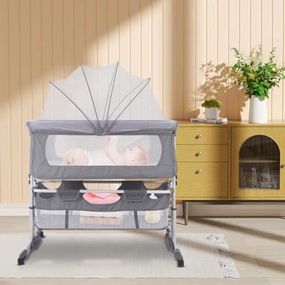 Multifunctioneel Babybed met Opbergmand en Hoogte Verstelbaar