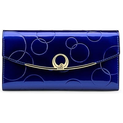 Dames Portemonnees Lange Portemonnee voor Dames met Mobiele Telefoonzakje Leren Portemonnee RFID Bescherming blauw