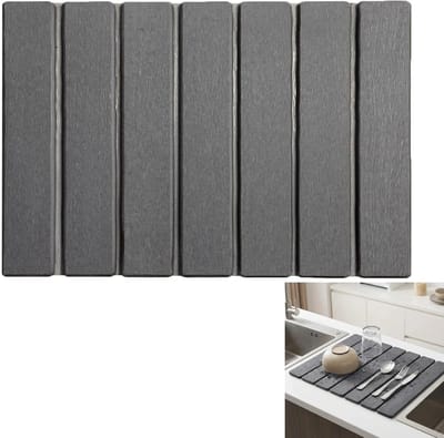 Dailygoods- Afdruipmat 40 x 30 cm - Opvouwbaar - Antislip - Kiezelgoer - Geurneutraal - Super absorberend en sneldrogend - Keukenmat