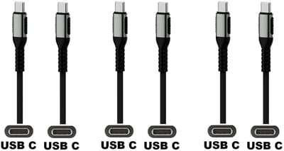 3 stuks OneOne 0,25m oplaadkabel. Sterke USB C naar C kabel. Stevig laadkabel snoer past op Apple iPhone 16 Pro Max, iPhone 16e, iPad 9, iPad 10, iPad Air 4, iPad Air 5, iPad Mini 6, iPad Pro 11, iPad Pro 12.9