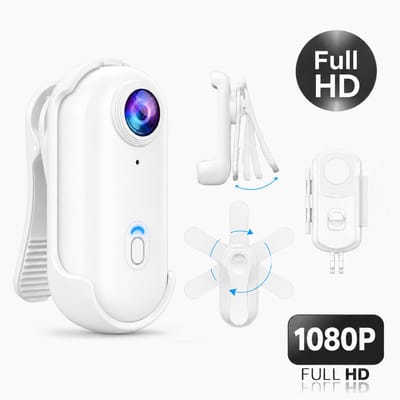 2026 1080P Full HD Bodycam – 120° HD Groothoeklens – Action Sports Camera – Met Live App-View – WiFi camera - Magnetisch & Type-C – Discreet & Draagbaar – Wit