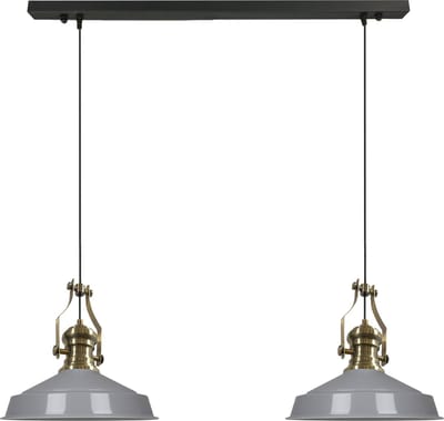 Bamyum Neo-Asletl Hanglamp Eettafel Lamp 2 Vlam Grijs Ø40 cm Vintage Eettafel Lamp, Lampenkap Hanglamp