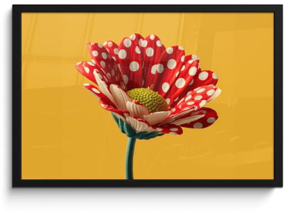 Poster in lijst - Fotolijst 60x40 cm - Posters - Bloem - Rood - Stippen - Posterlijst zwart - Decoratie - Wanddecoratie woonkamer - Muurdecoratie slaapkamer