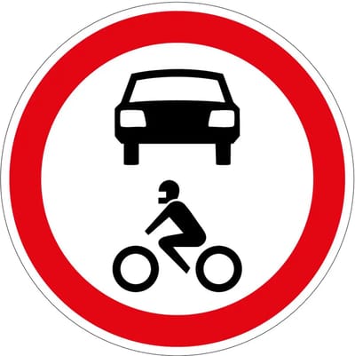 Gesloten voor motorvoertuigen bord - C12 | gecoat dibond materiaal | 10 cm
