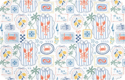 Badmat 80x50 cm - Antislip - Patroon - Zomer - Illustraties - Badmatten voor badkamer - Badkamermat - Douchemat - Badkamer mat