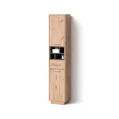 Vicco Beatrice Badkamerkast – 38 x 190 cm met deuren, lade Artisanaal eiken/antraciet