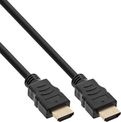 InLine® HDMI High Speed kabel met ethernet, male / male, zwart/goud, 1m