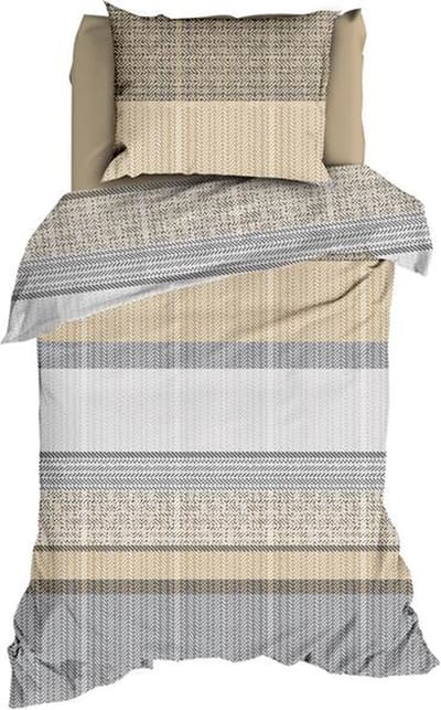 Romanette Cortina Dekbedovertrek - Eenpersoons - 140x200/220 cm - Beige/Grijs